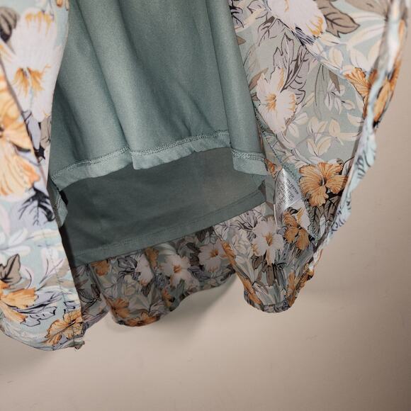 UMGEE Mini Dress Womens Large L Yellow Green Hi Lo Babydoll Spring Summer - Picture 9 of 10